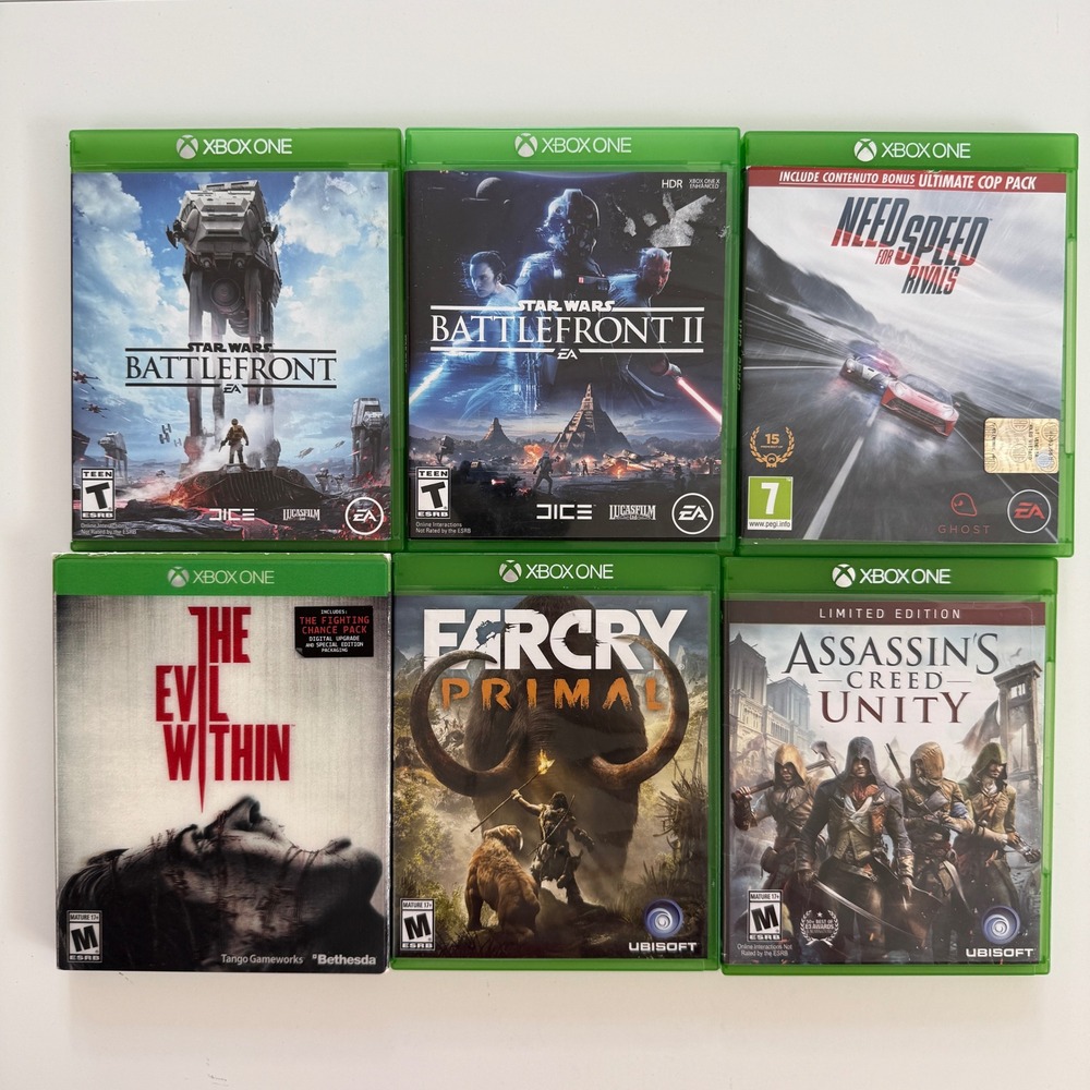 Xbox One Game Lot 6 Star Wars Battlefront Evil Within Far Cry Primal AC Unity